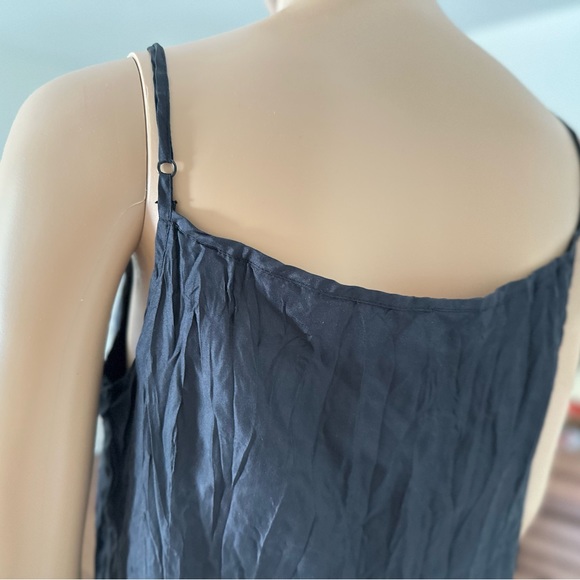 Vintage Esprit Black Pre-wrinkled Slip Silk Dress Chic Unique. No iron required. - Picture 3 of 13
